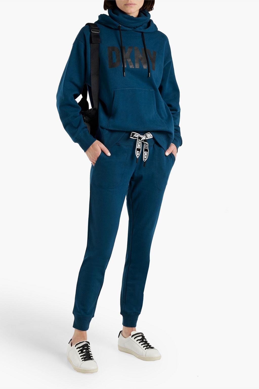 DKNY Printed cotton-blend fleece hoodie