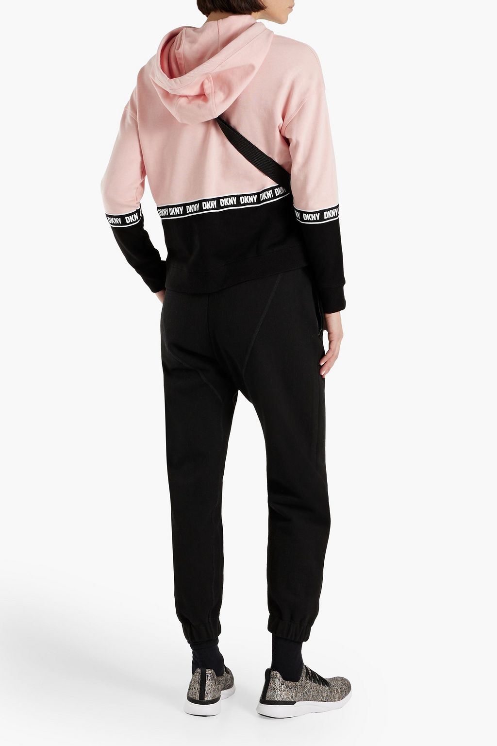 DKNY Two-tone stretch-cotton jersey hoodie