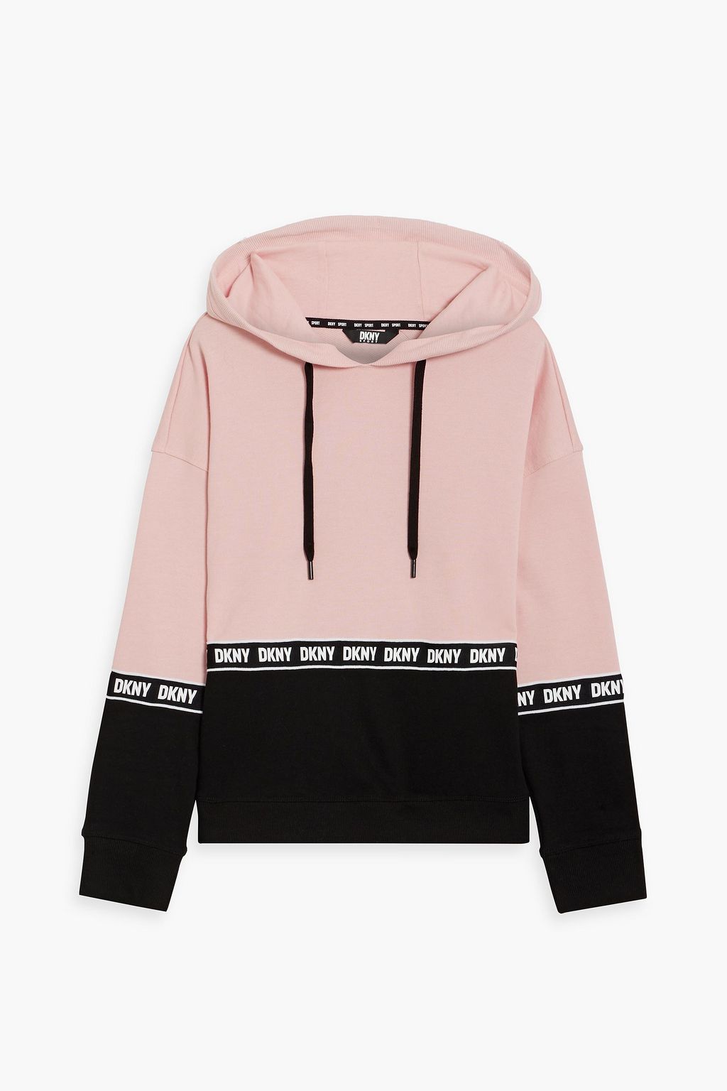 DKNY Two-tone stretch-cotton jersey hoodie | THE OUTNET