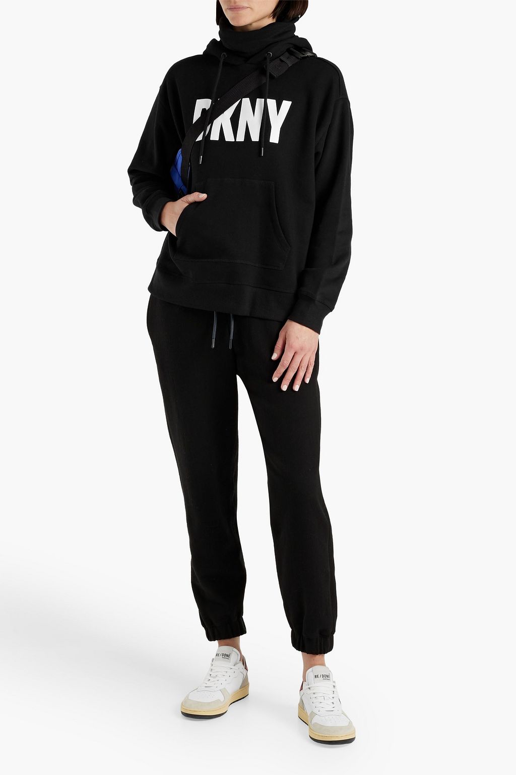 DKNY Printed cotton-blend fleece hoodie