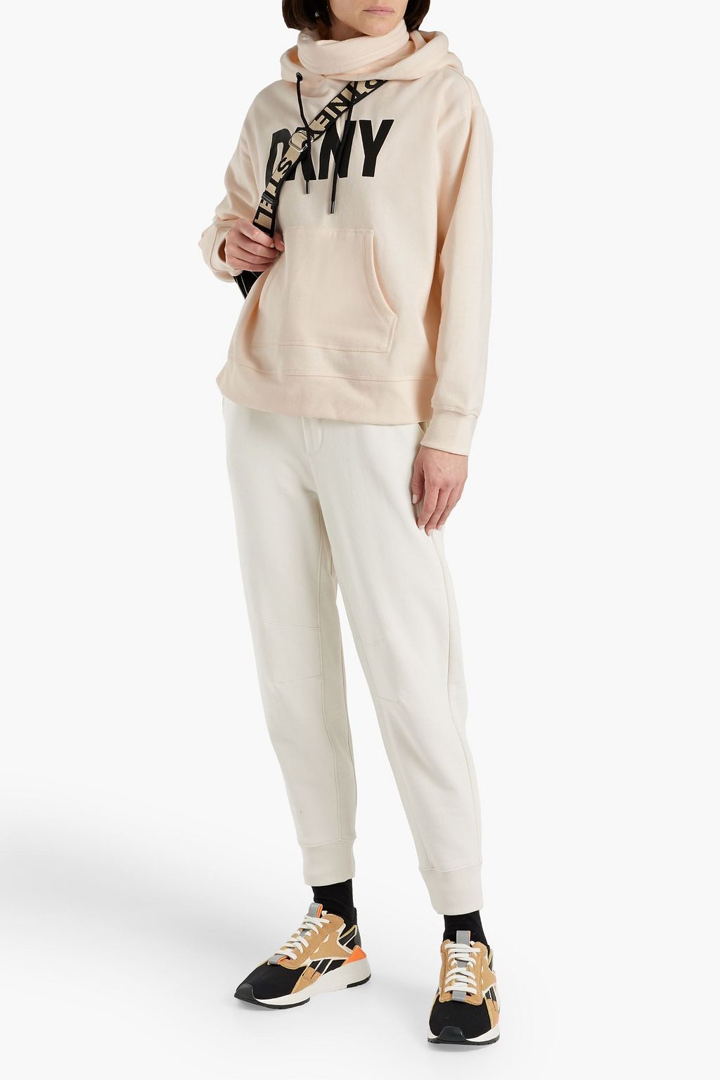 DKNY Printed cotton-blend fleece hoodie | THE OUTNET