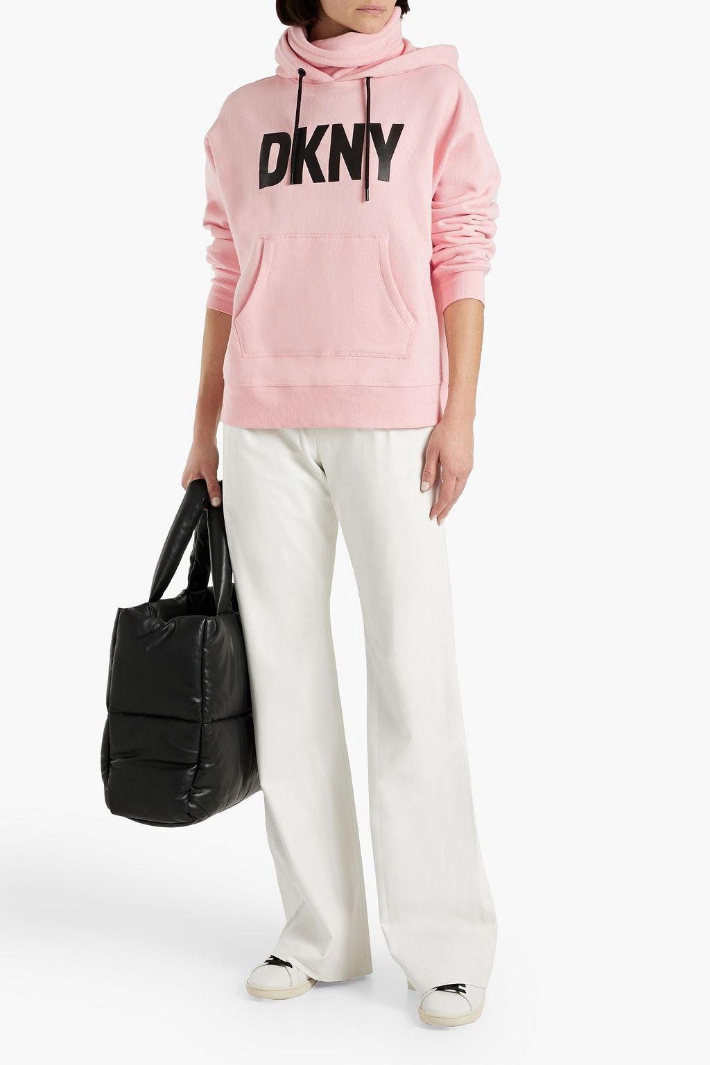 DKNY Printed cotton-blend fleece hoodie