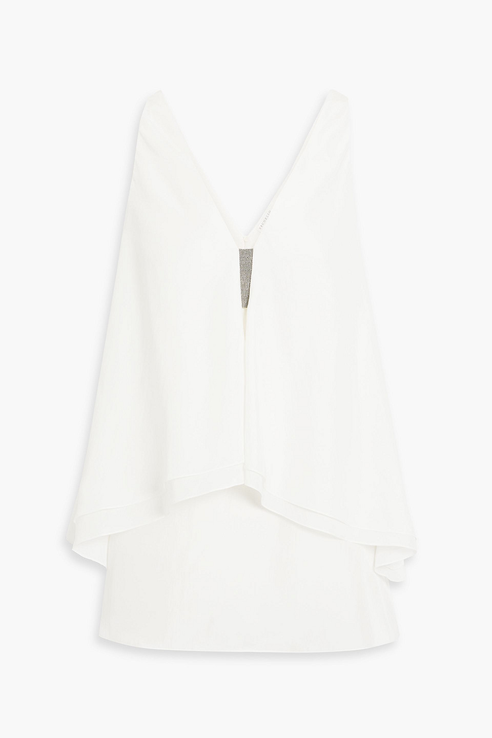 Brunello Cucinelli Bead-embellished Washed-silk Top In Ivory