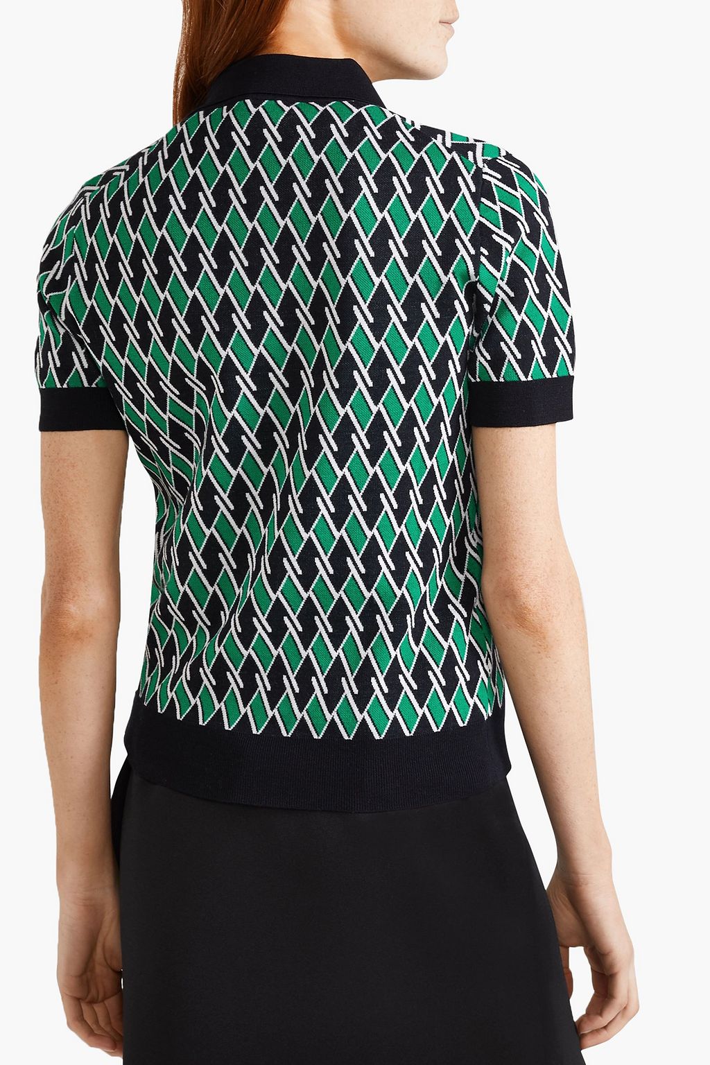 PRADA Jacquard-knit wool polo sweater