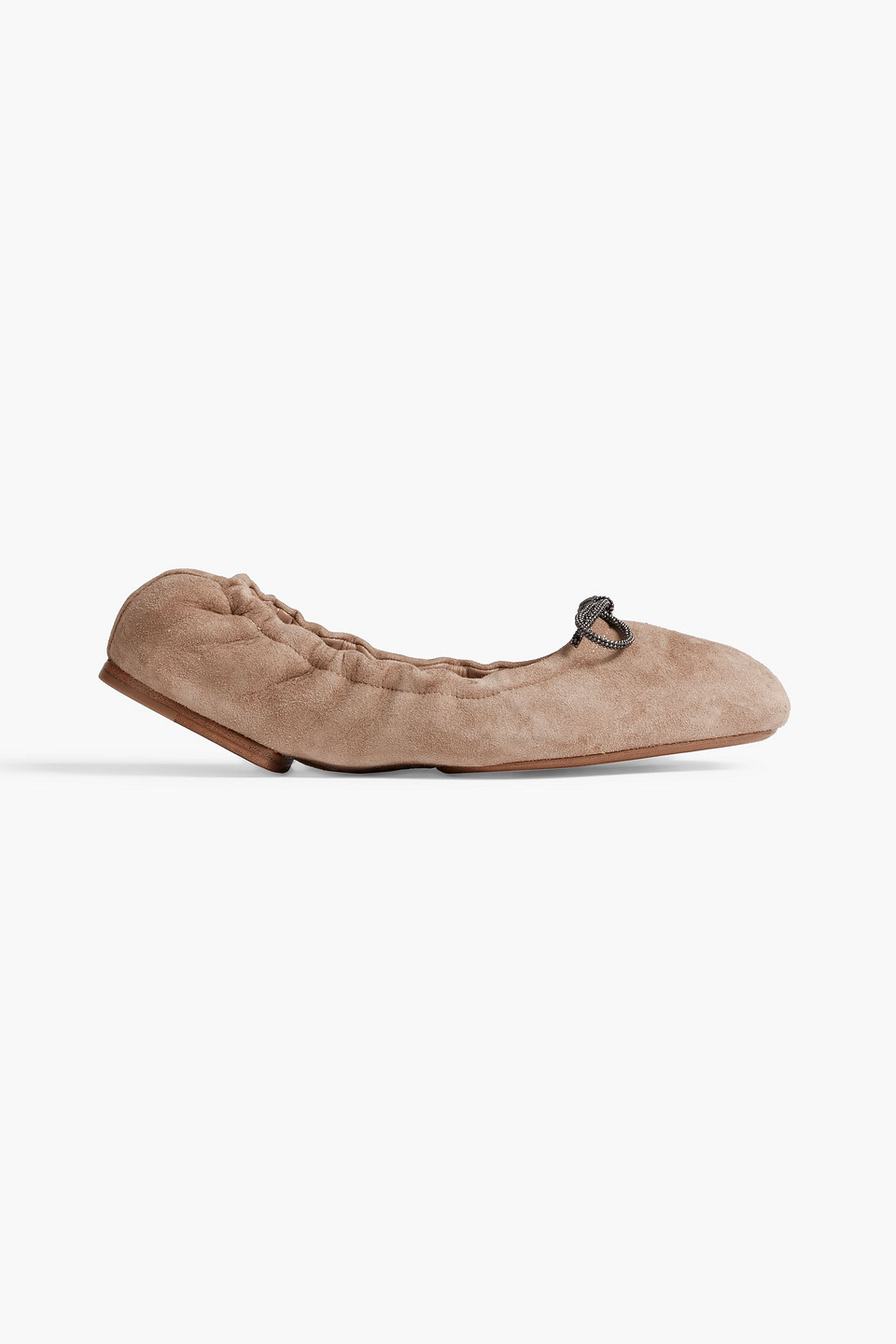 BRUNELLO CUCINELLI BOW-EMBELLISHED SUEDE BALLET FLATS,3074457345636188618