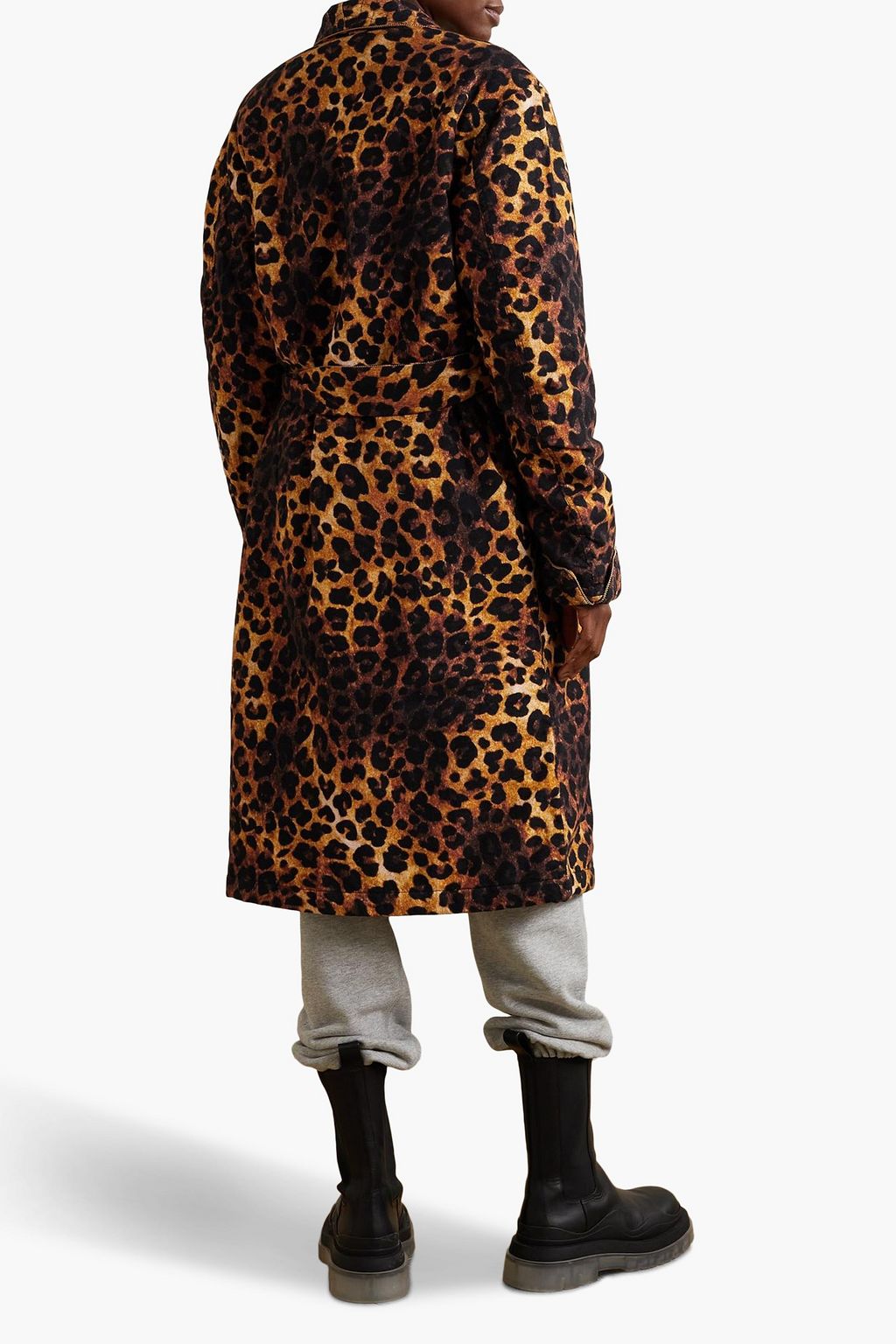 R13 Oversized belted leopard-print cotton-flannel coat