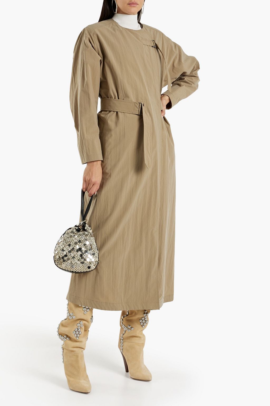 ISABEL MARANT Ilifawn crinkled-shell trench coat