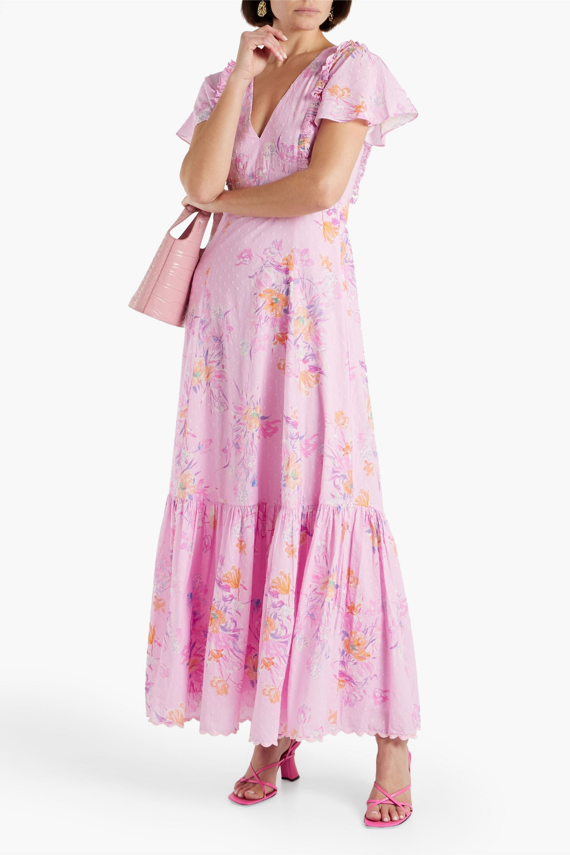 LoveShackFancy Vinnie floral-print fil coupé cotton maxi dress