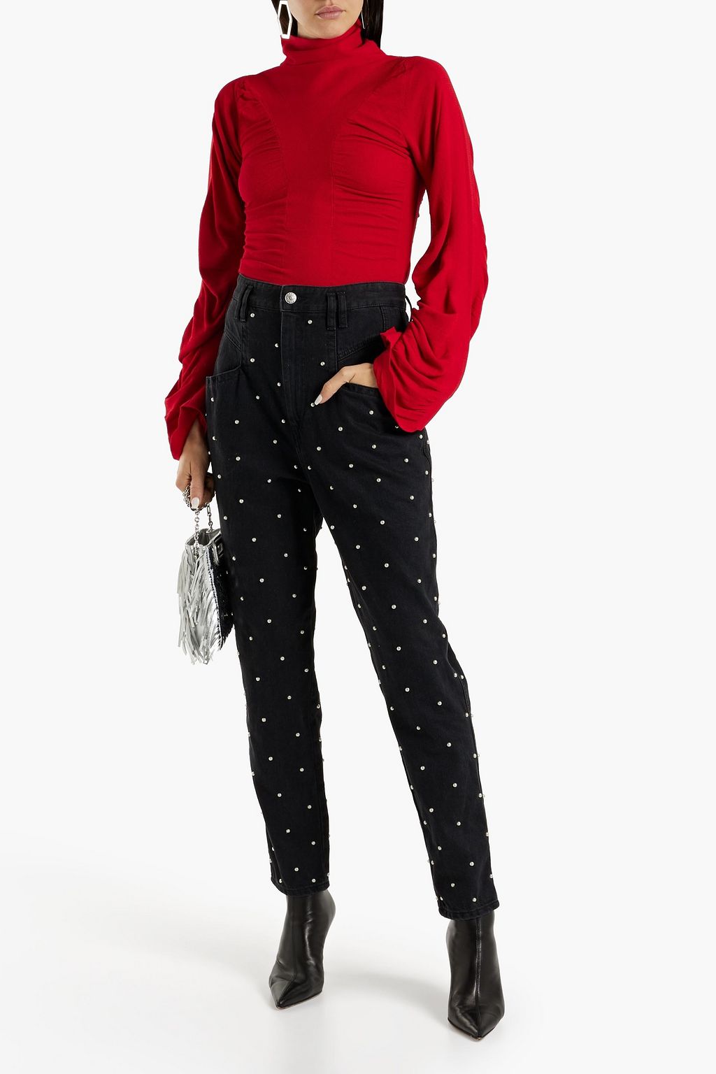 ISABEL MARANT Studded high-rise tapered jeans