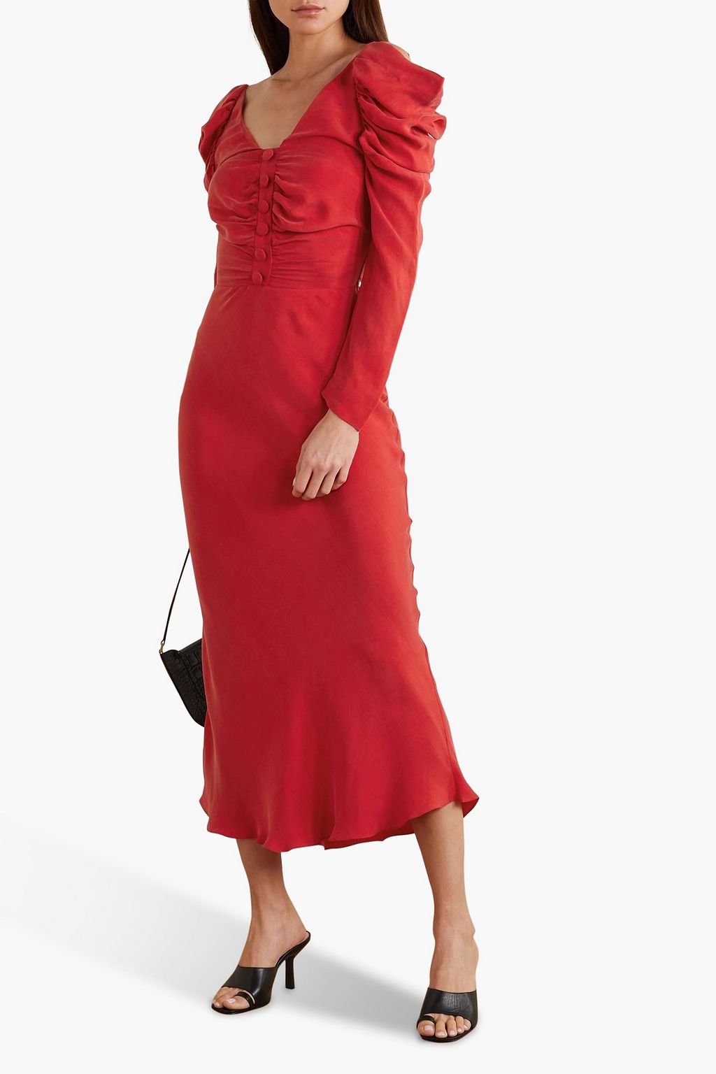 MATÉRIEL Ruched cupro midi dress