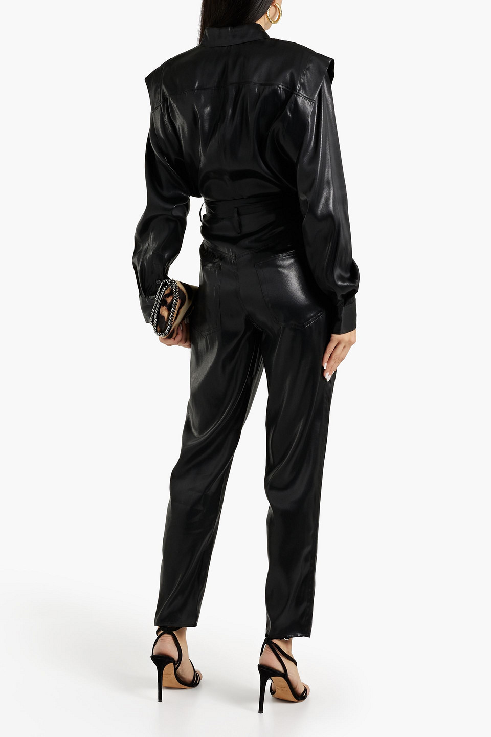 Isabel Marant Oversized Silk-satin Tapered Pants In Schwarz