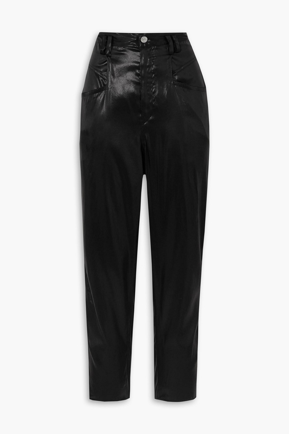 Isabel Marant Oversized Silk-satin Tapered Pants In Schwarz