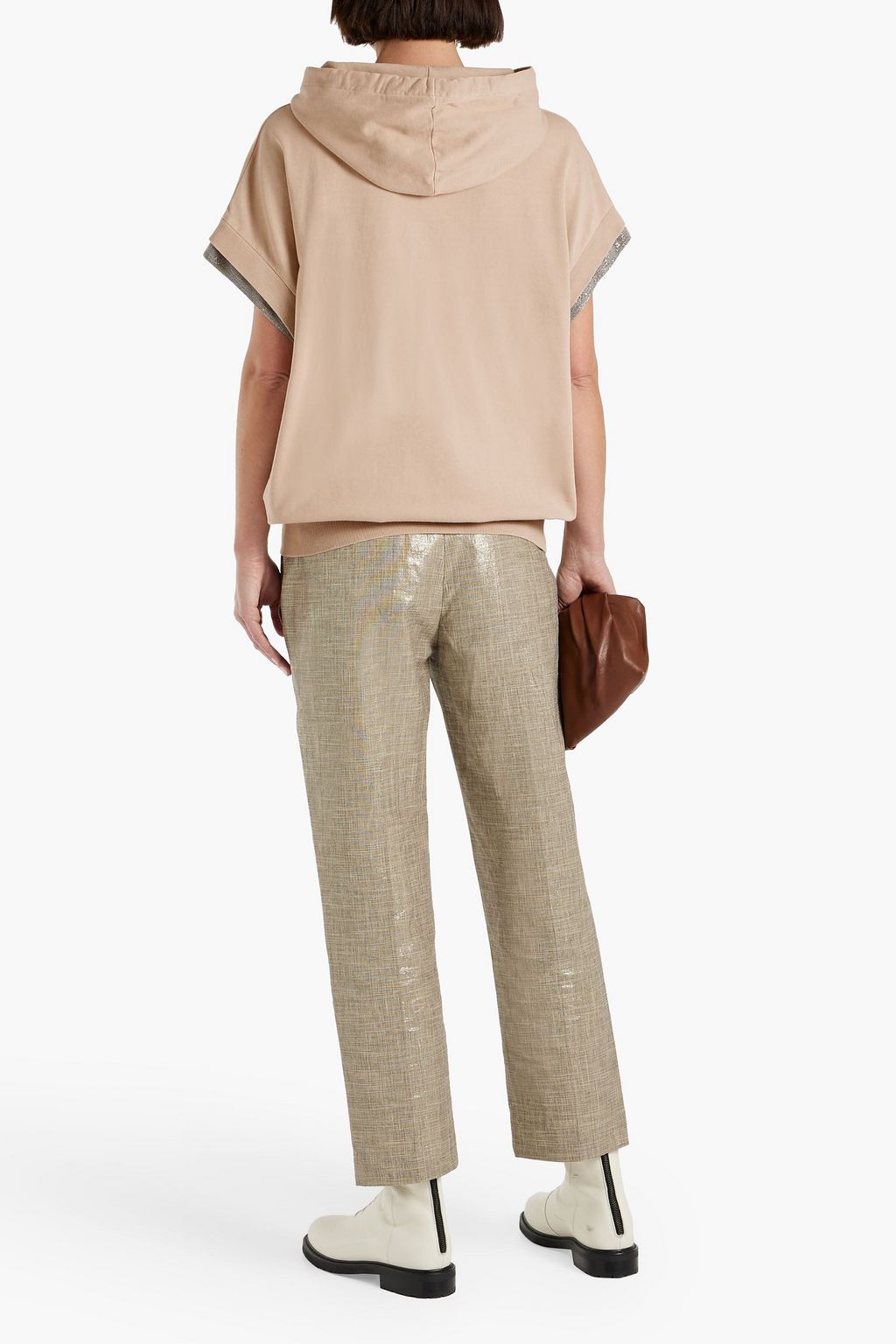 BRUNELLO CUCINELLI Bead-embellished French cotton-terry hoodie