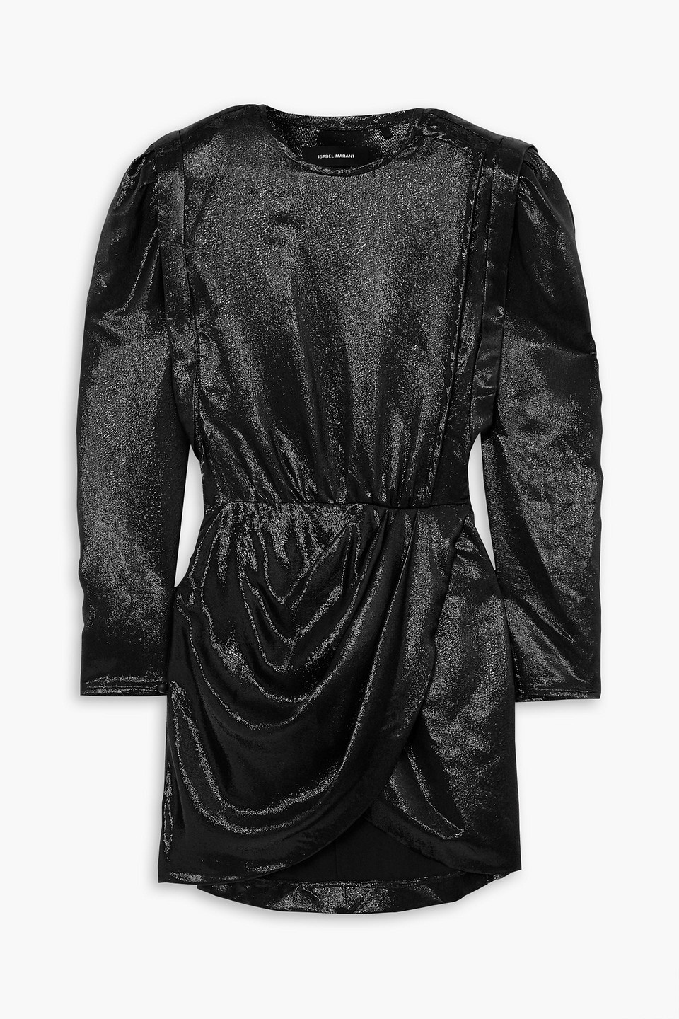 Isabel Marant Bagota Draped Metallic Silk-blend Mini Dress In Black