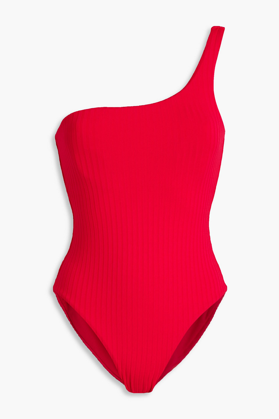 Melissa Odabash Palermo One-shoulder Ribbed Swimsuit In Red