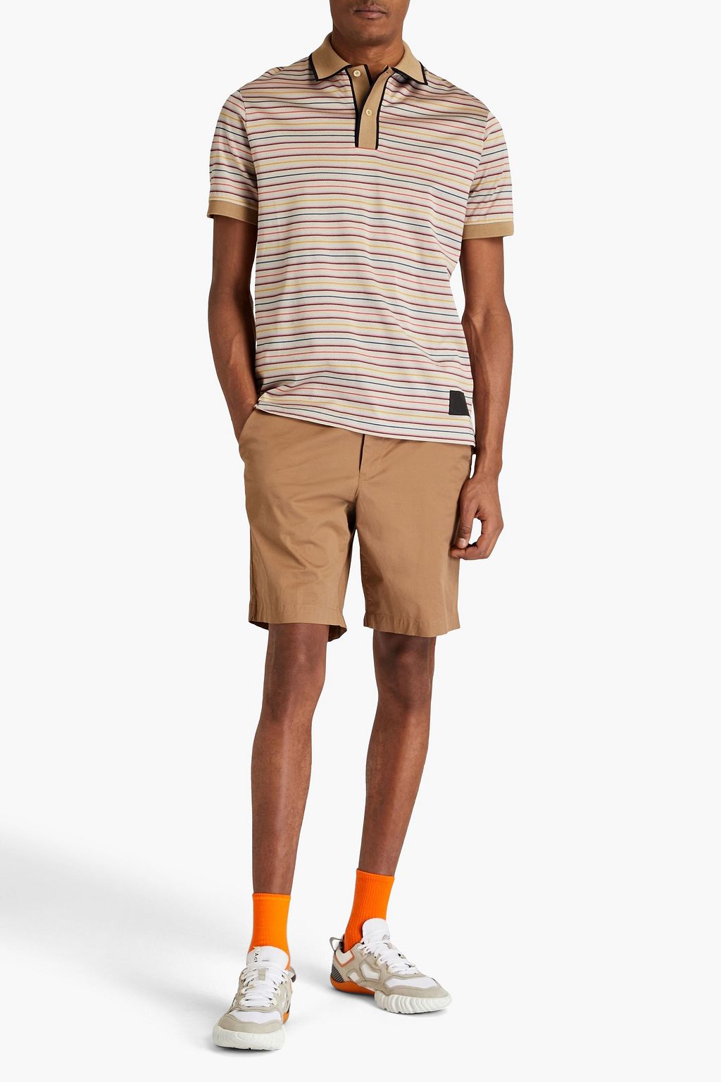 PAUL SMITH Striped cotton-jersey polo shirt