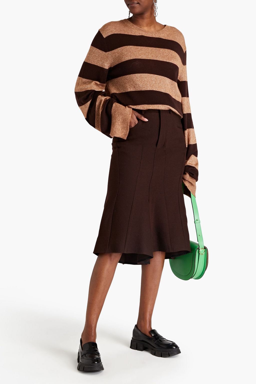PETAR PETROV Fluted wool and linen-blend culottes