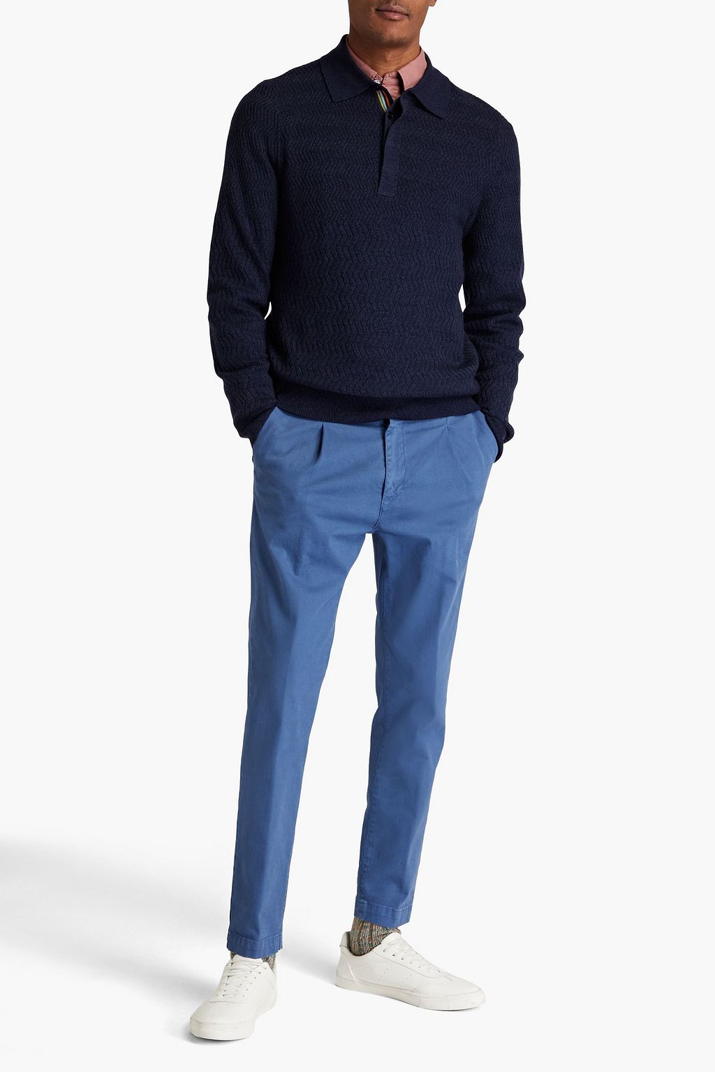 PAUL SMITH Gerippter Pullover aus Merinowolle mit Polokragen