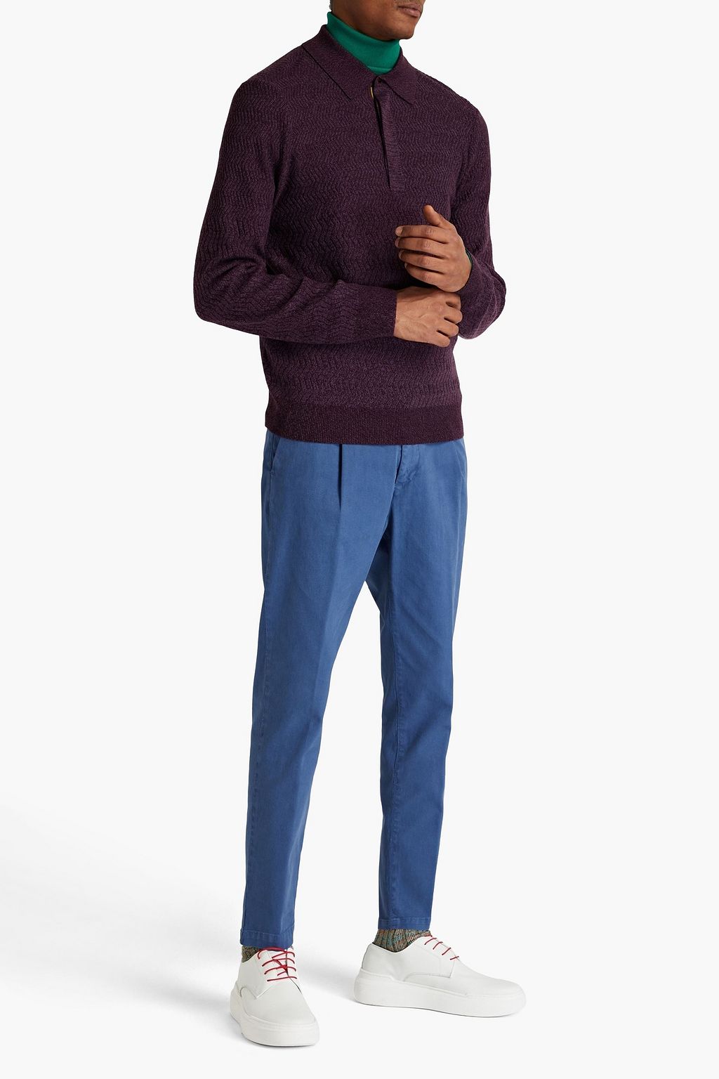 PAUL SMITH Gerippter Pullover aus Merinowolle mit Polokragen