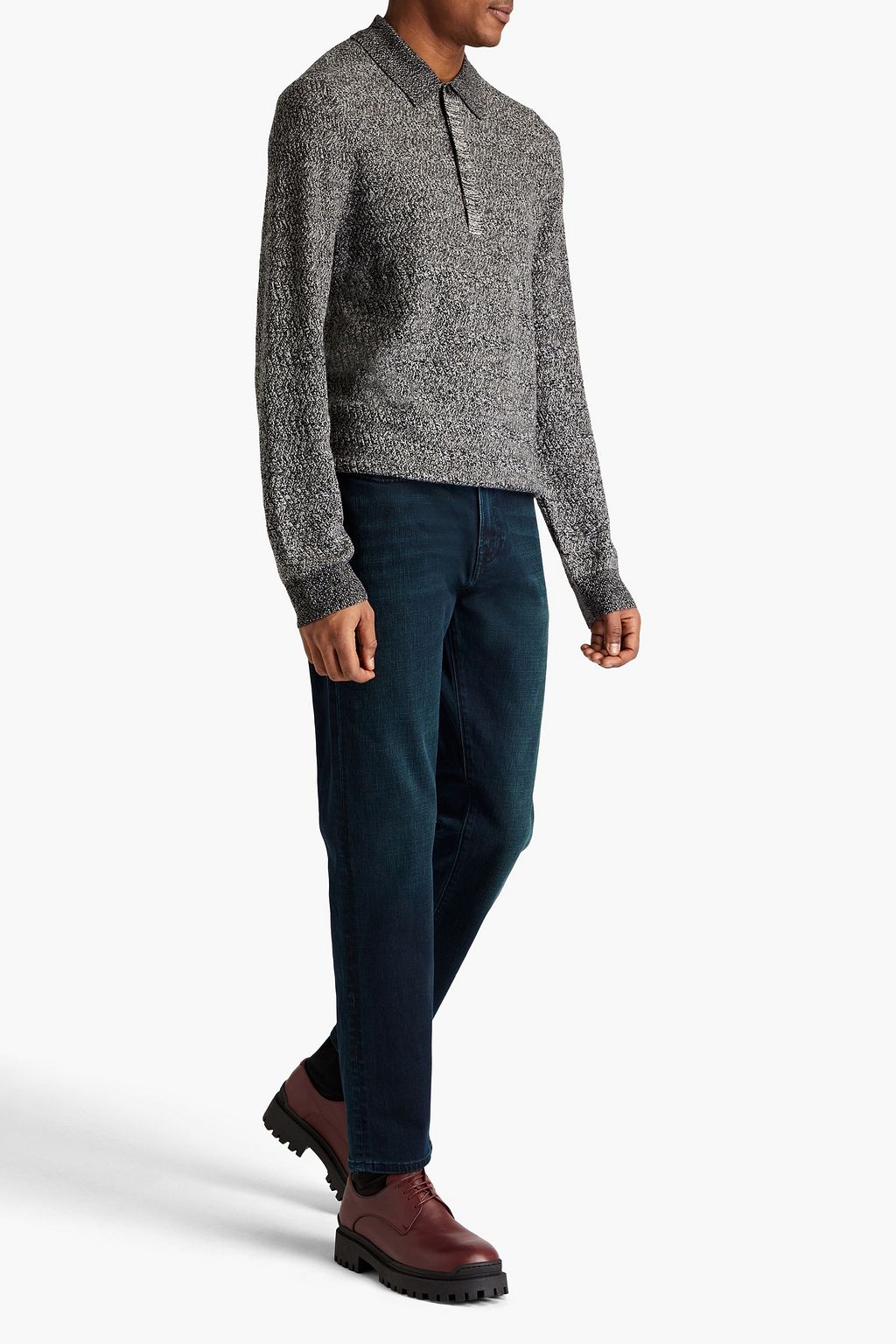 PAUL SMITH Gerippter Pullover aus Merinowolle mit Polokragen