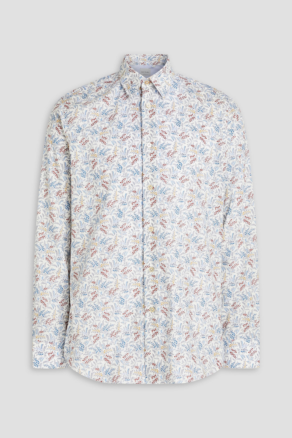 Paul Smith Floral-print Cotton-poplin Shirt In Blue