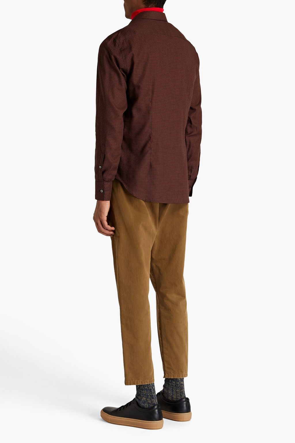 PAUL SMITH Checked cotton-blend poplin shirt