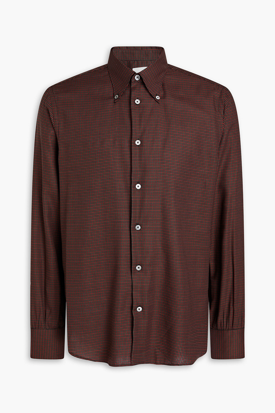 Paul Smith Checked Cotton-blend Poplin Shirt In Brick