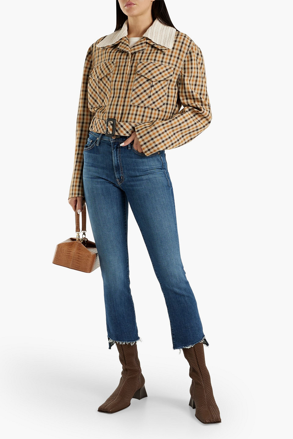  Mother - Insider Hoch Sitzende Kick-flare-jeans Mit Fransen - Blau - 24 