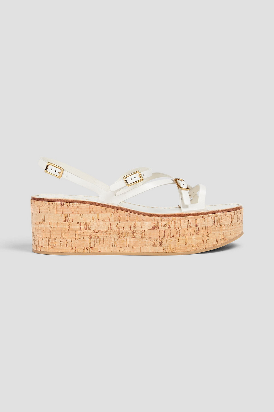 Tod's Buckled Leather Platform Sandals In White