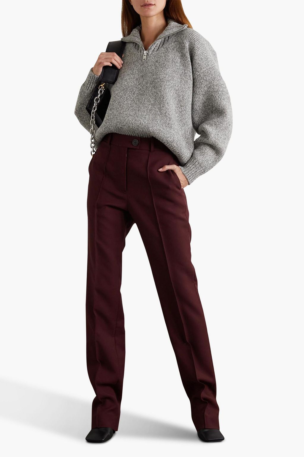 ALEXANDER WANG Mélange wool-blend half-zip sweater