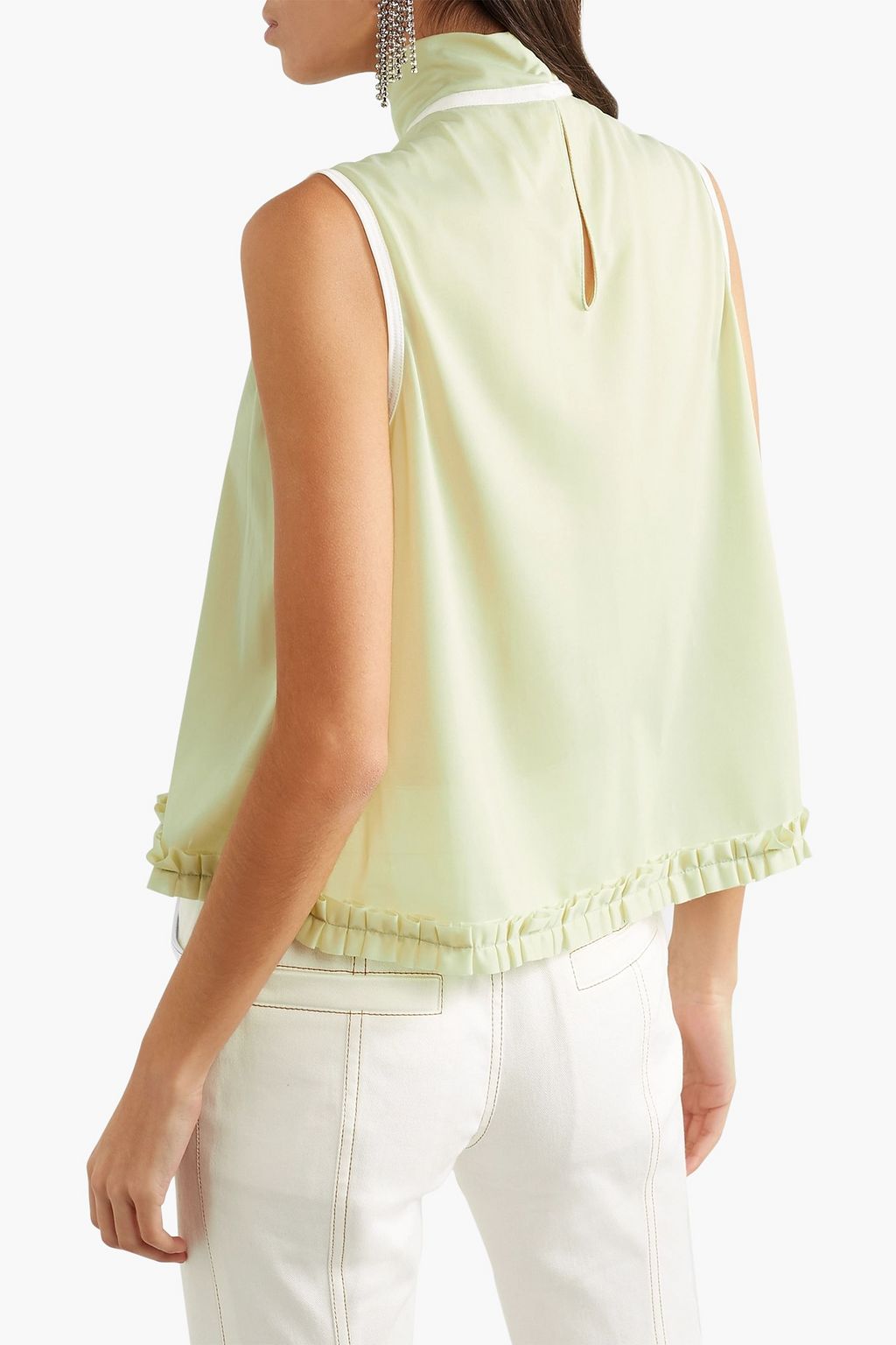 MIU MIU Ruffle-trimmed jersey turtleneck top