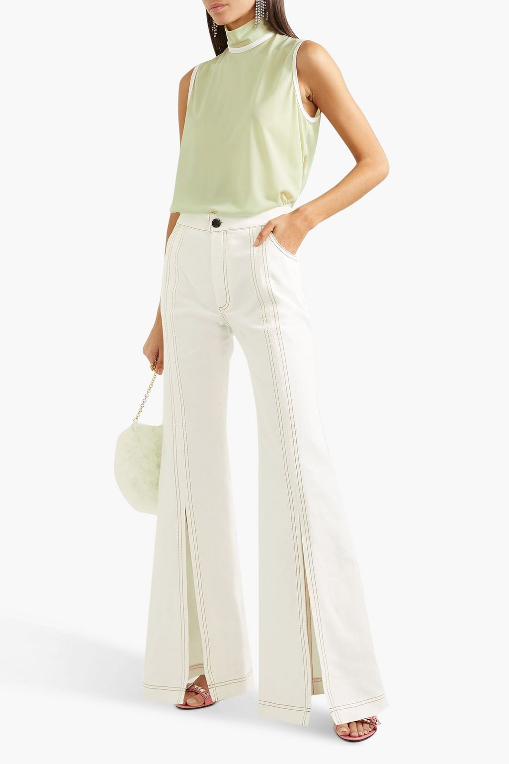 MIU MIU Ruffle-trimmed jersey turtleneck top