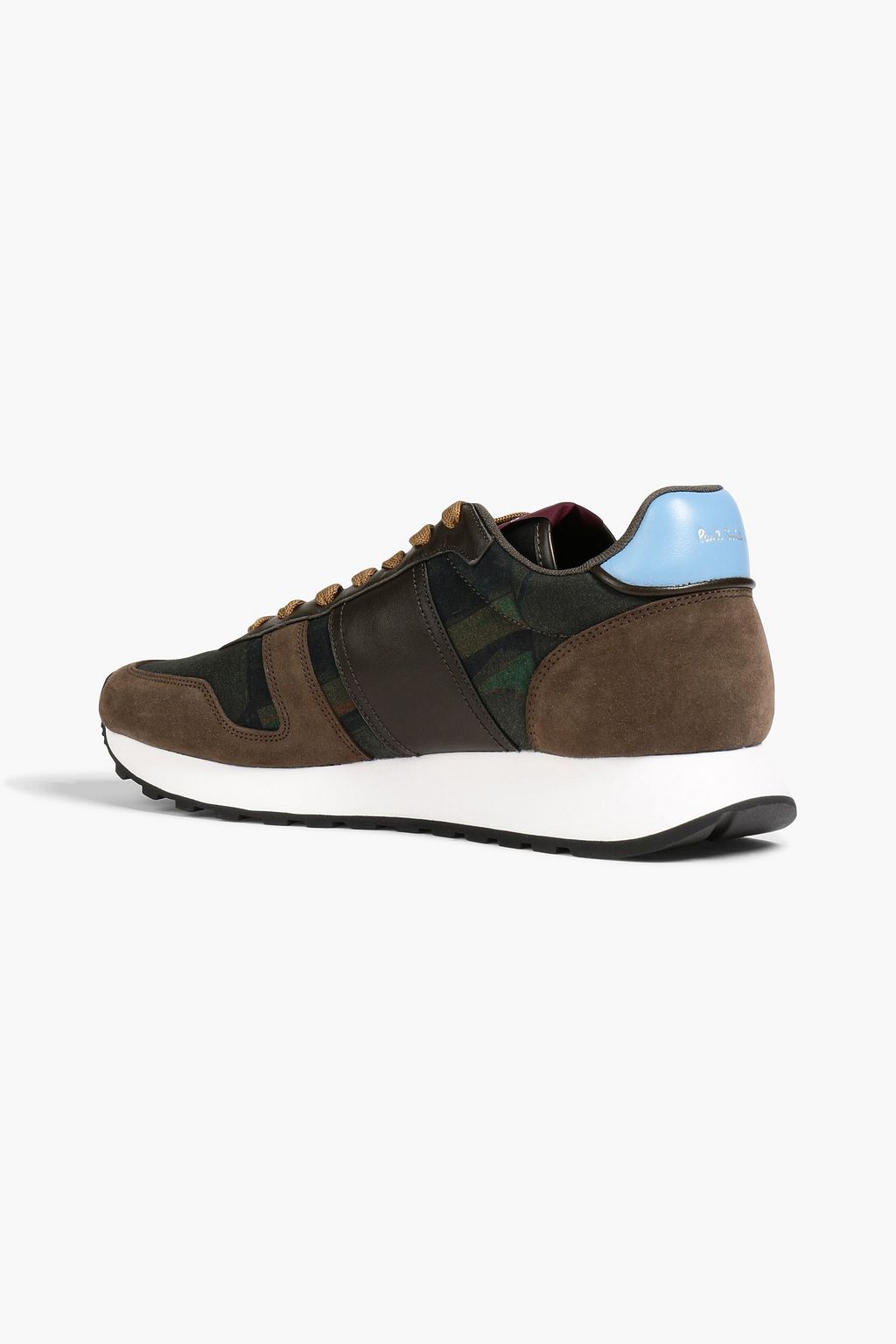 PAUL SMITH Eighties printed canvas, leather and suede sneakers