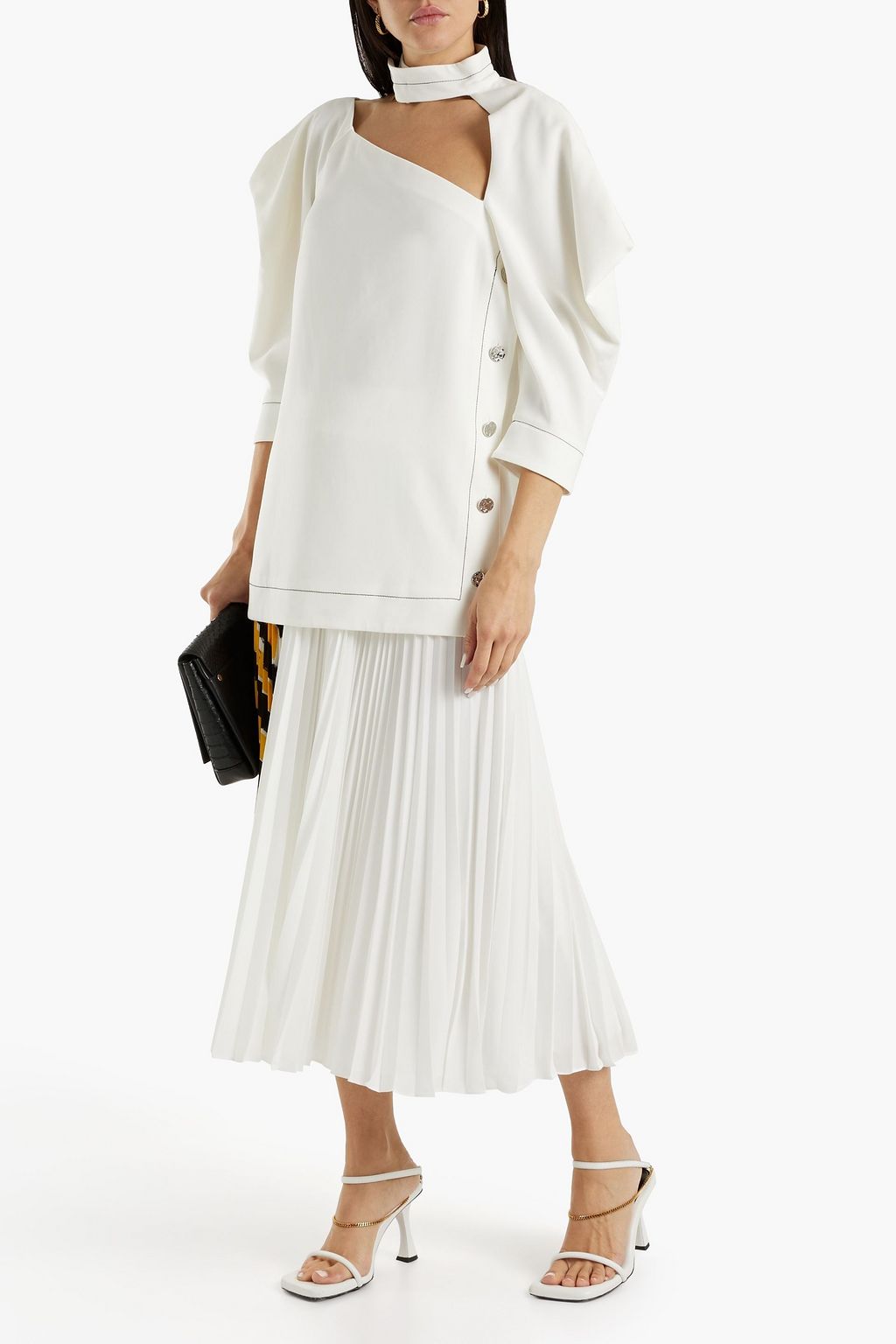 PROENZA SCHOULER Button-detailed cutout crepe top