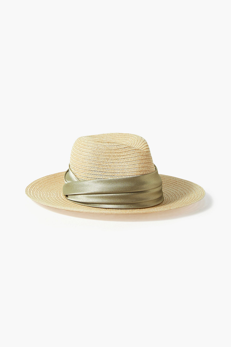 EUGENIA KIM COURTNEY SATIN-TRIMMED HEMP-BLEND FEDORA,3074457345634893635