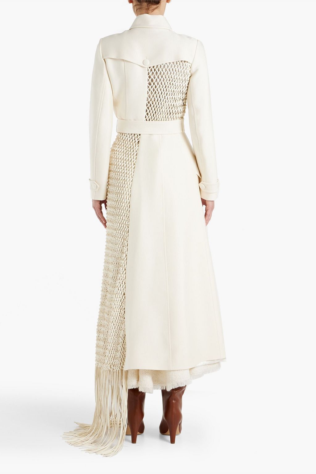 GABRIELA HEARST Coiro macramé leather-paneled wool and silk-blend twill trench coat