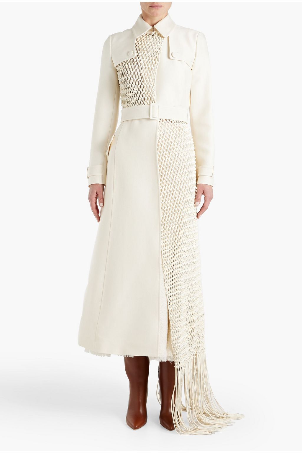 GABRIELA HEARST Coiro macramé leather-paneled wool and silk-blend twill trench coat