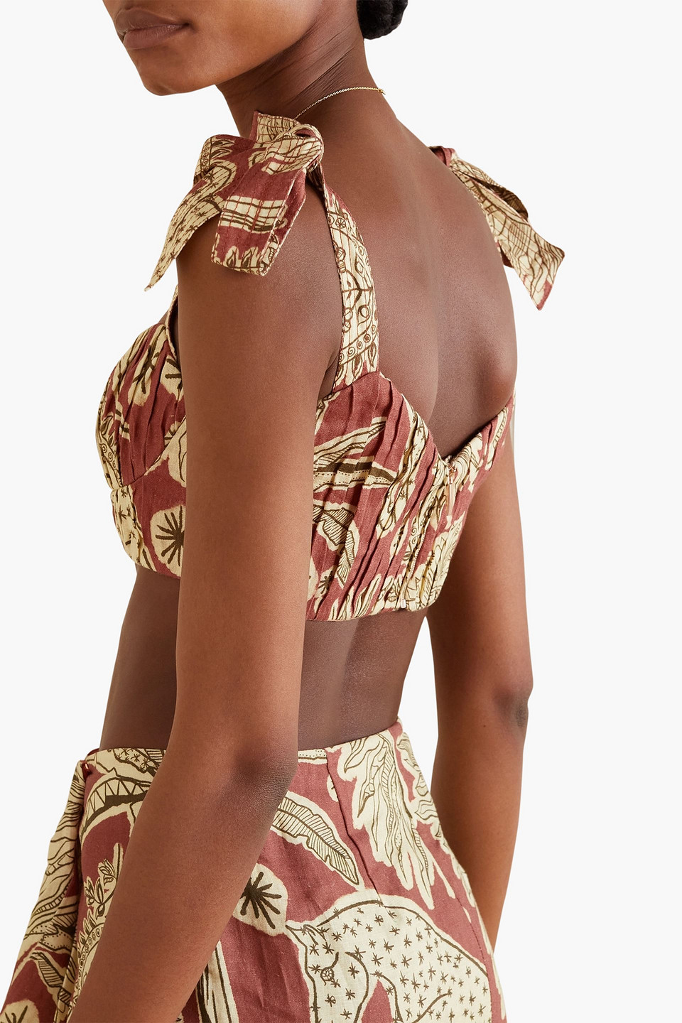 JOHANNA ORTIZ SUNSET RIDERS PRINTED LINEN BRA TOP 3074457345634893642