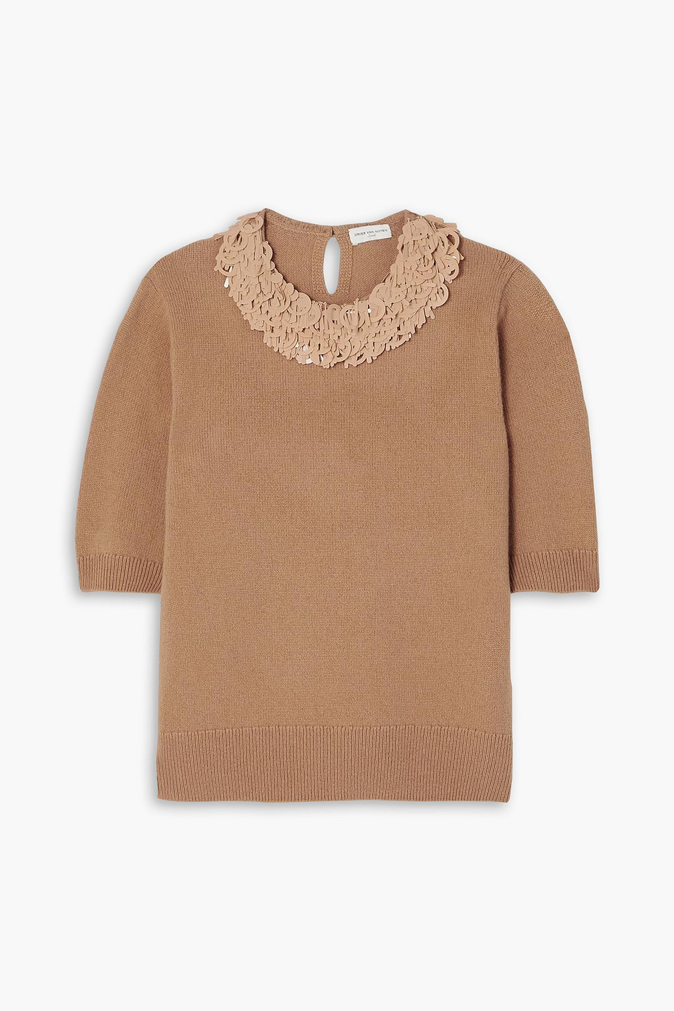 Dries Van Noten Tamsen Sequin-embellished Merino Wool Jumper In Camel