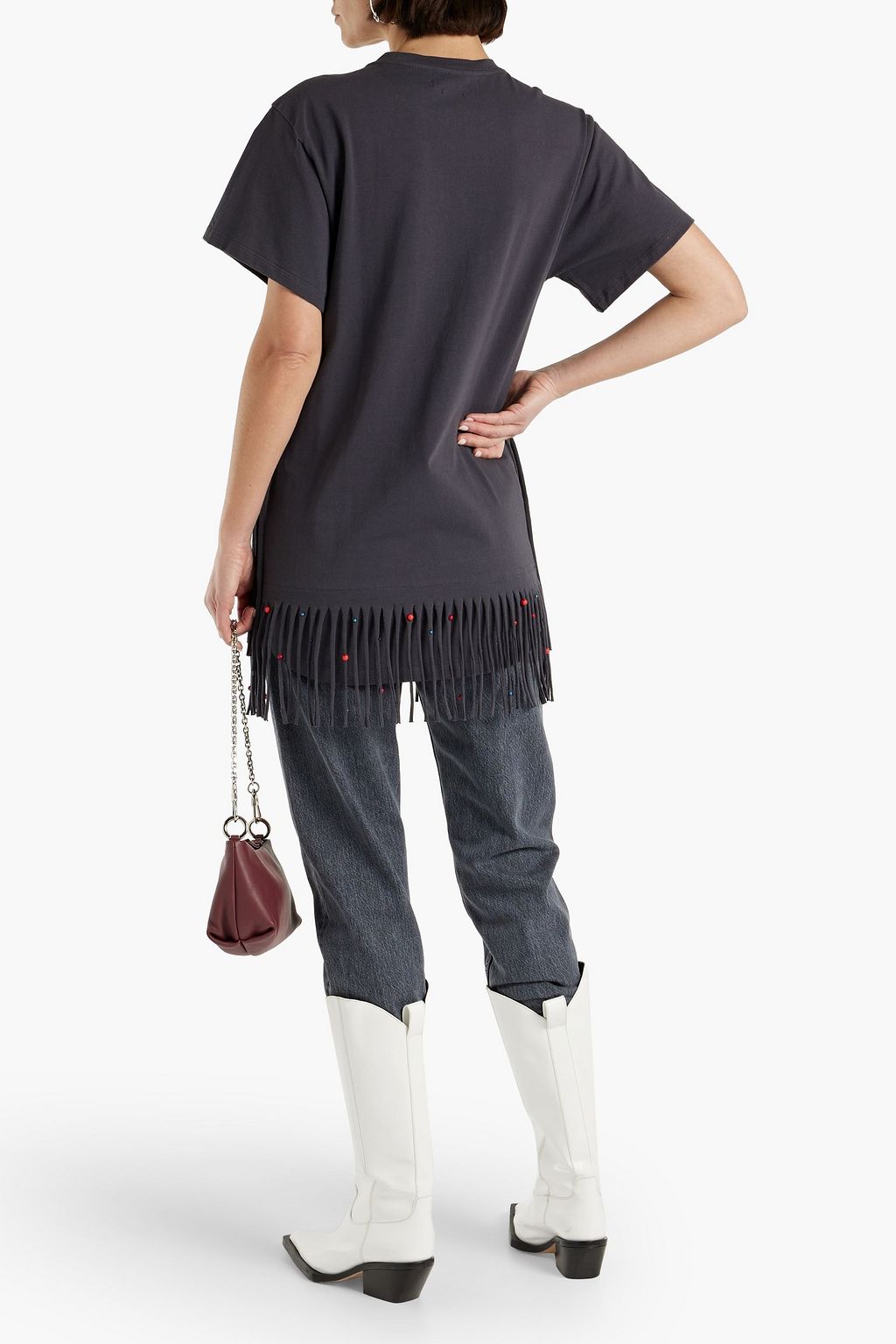 ISABEL MARANT Fringed embroidered cotton-jersey T-shirt