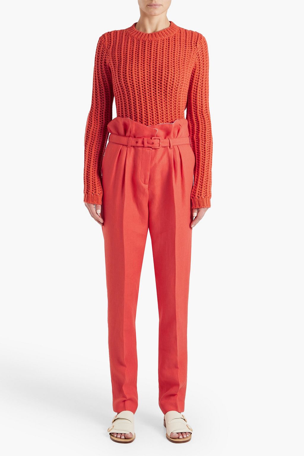 GABRIELA HEARST Beatrice belted pleated linen-twill tapered pants