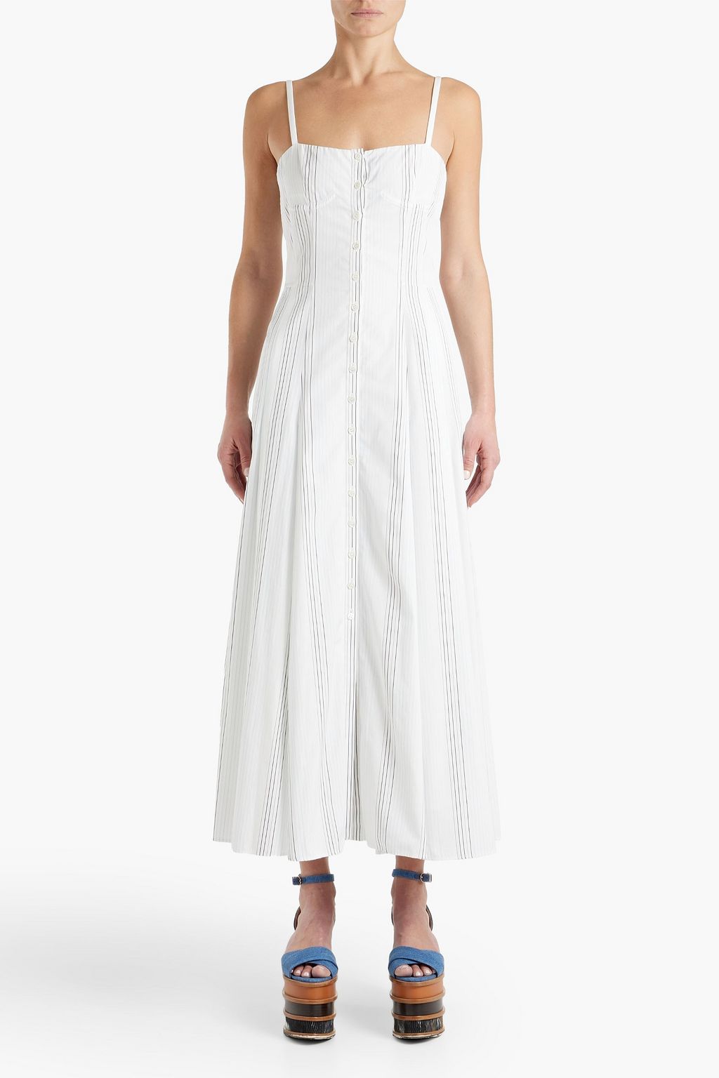 GABRIELA HEARST Prudence pleated striped cotton-poplin maxi dress