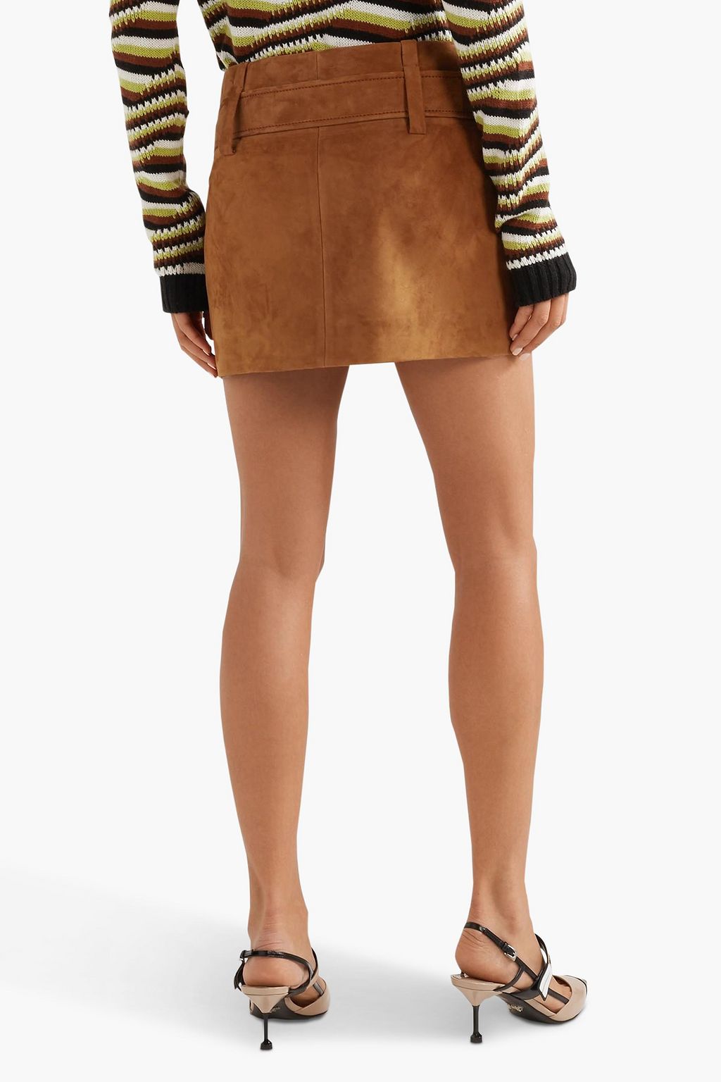 PRADA Belted tech-jersey mini skirt