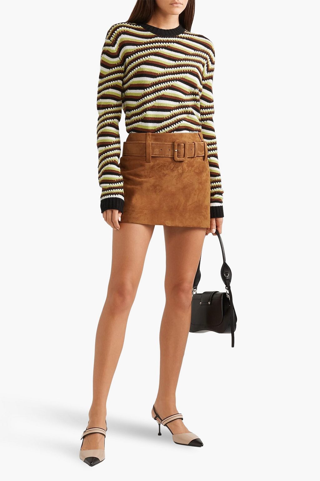 PRADA Belted tech-jersey mini skirt
