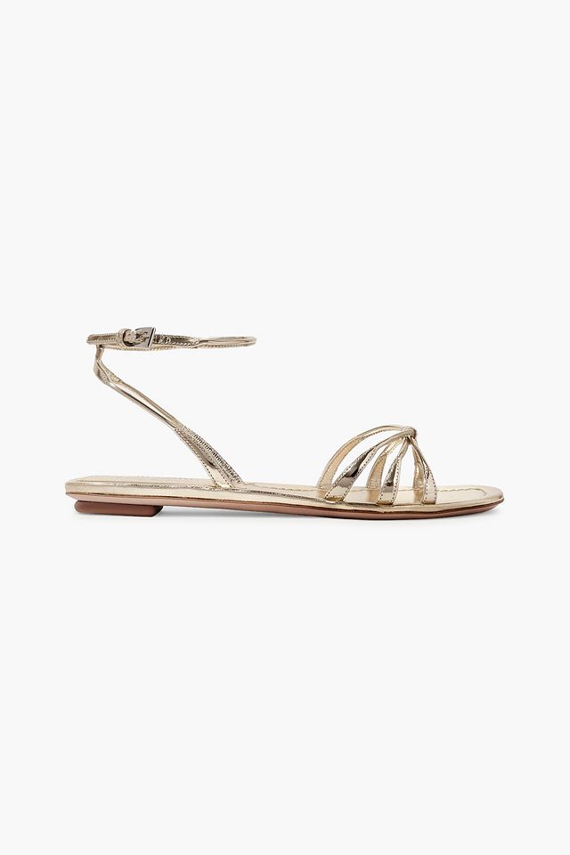 Metallic leather sandals