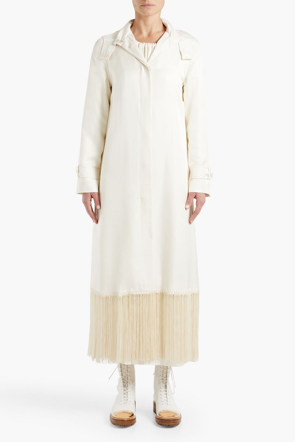 GABRIELA HEARST Ramino fringed silk-twill hooded coat