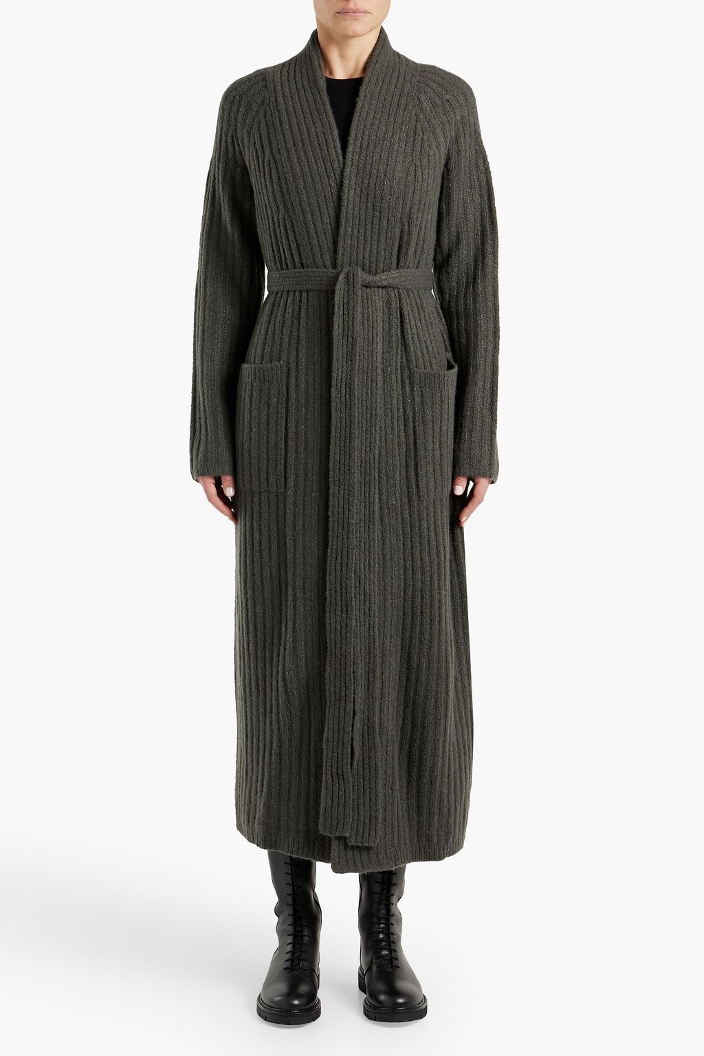 GABRIELA HEARST Ginnersury belted ribbed cashmere and silk-blend cardigan