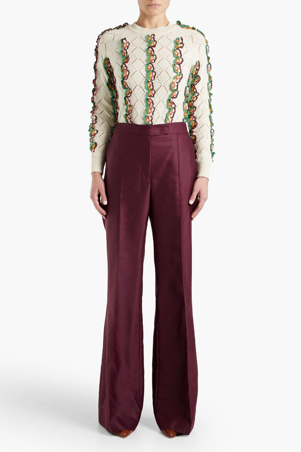 GABRIELA HEARST カシミヤ セーター アップリケ付き 透かし編みニット