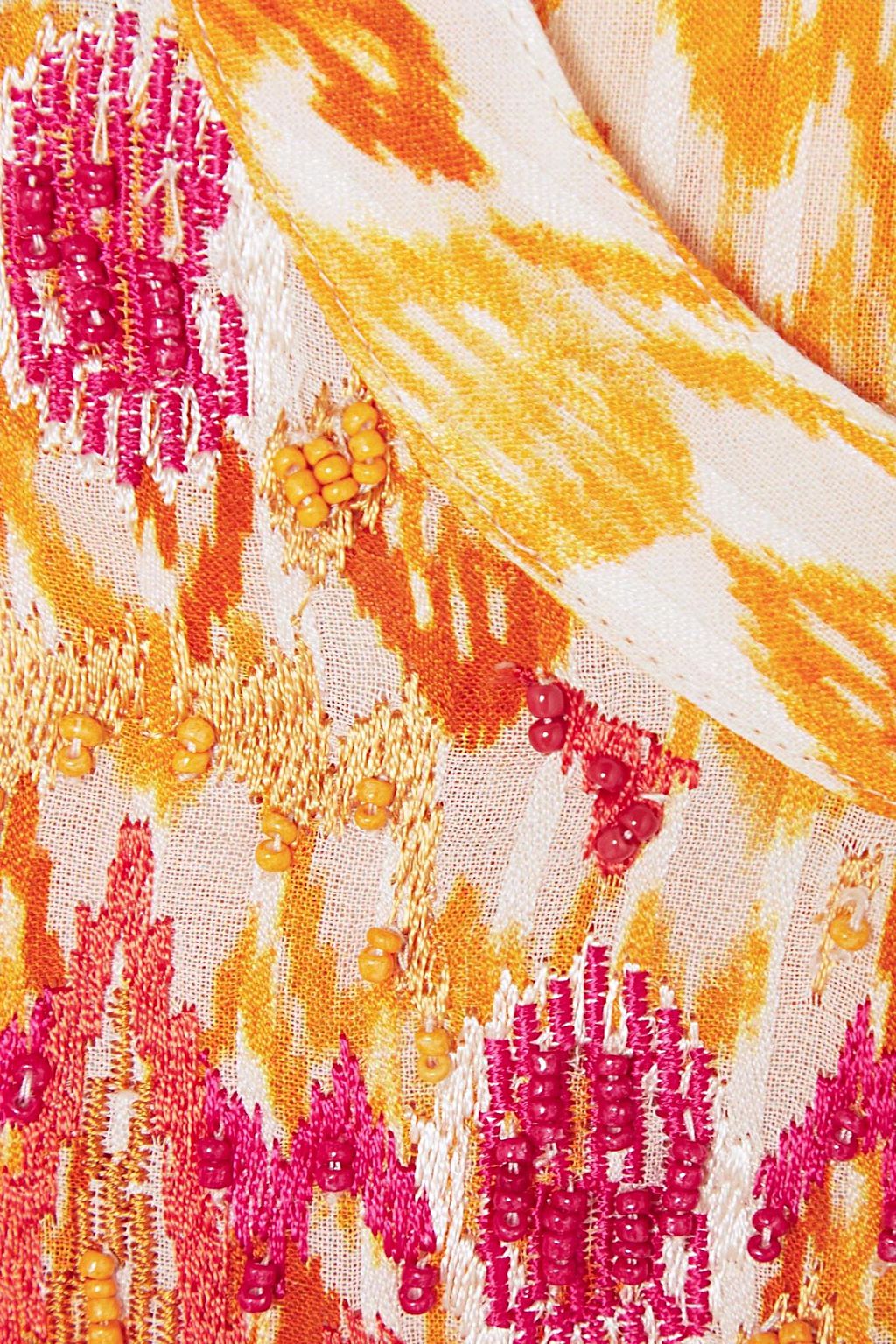 FIGUE Janae ruffled printed cotton-blend top