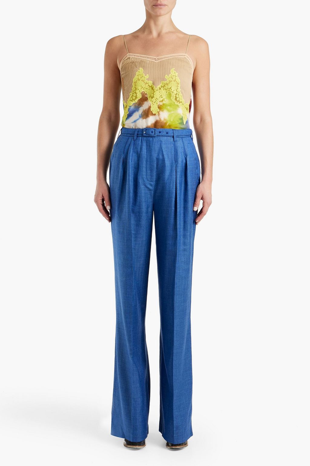 GABRIELA HEARST Smith tie-dyed cashmere, lace and silk-chiffon camisole